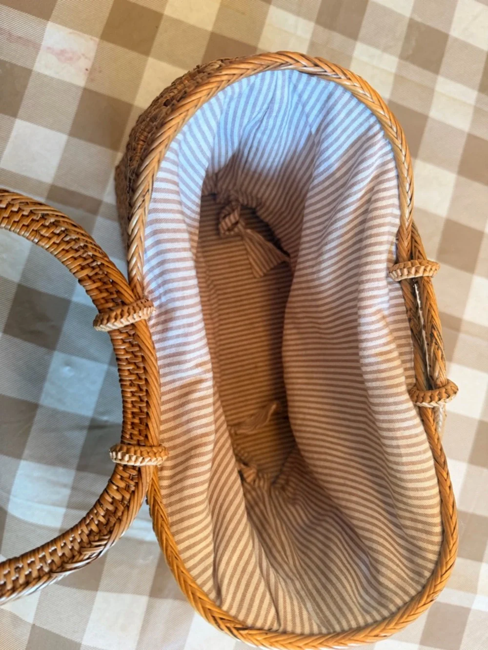 Anthropologie Bali Squared Bag Purse Rattan Beach - Picture 7 of 9